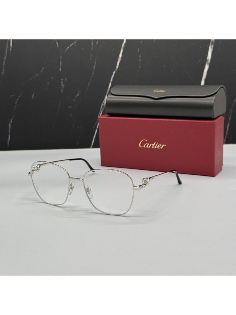 NWT Cartier Silver Women Metal Eyeglasses CT0371O 002
